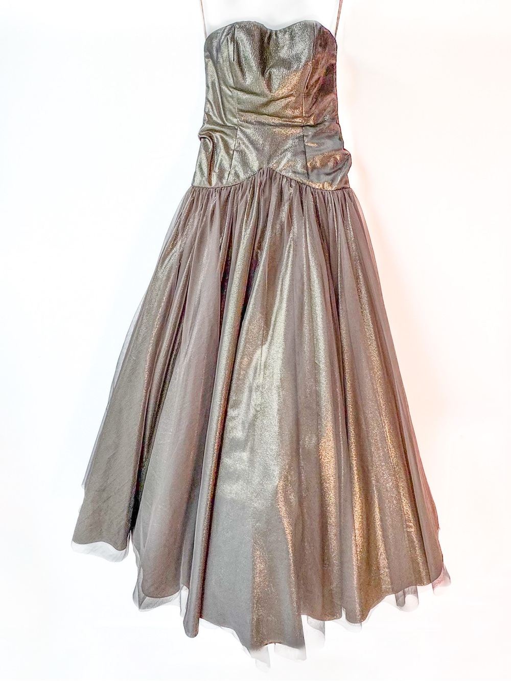 Mignon - Couture Vintage Shimmery Bronze Strapless Ball Gown Wedding
